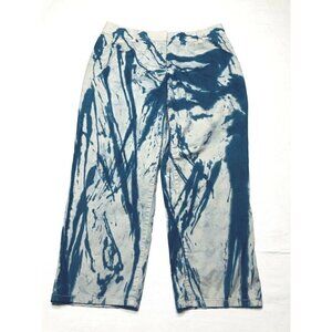 Ann Taylor Womens Size 8 Blue Tie Dye Crop Pants Stretch Flat Front Pockets Boho